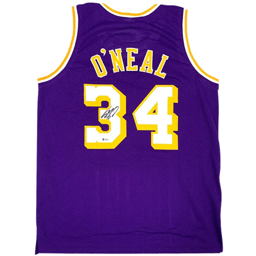 Shaquille O'Neal Autographed Los Angeles (Purple #34) Custom Jersey - Beckett