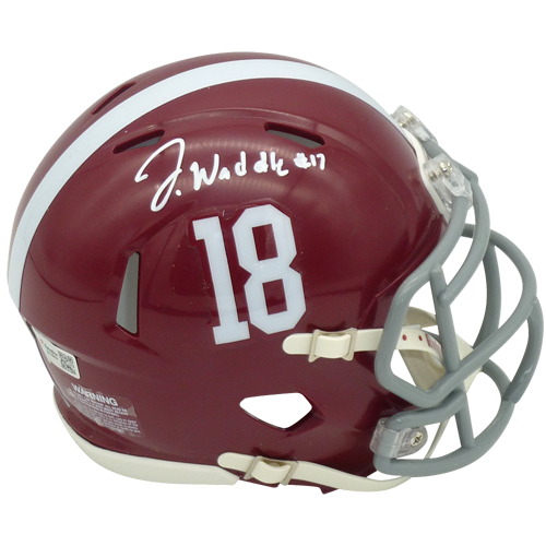 alabama football helmet 18 Jaylen Waddle Autographed Alabama Crimson Tide Mini Helmet