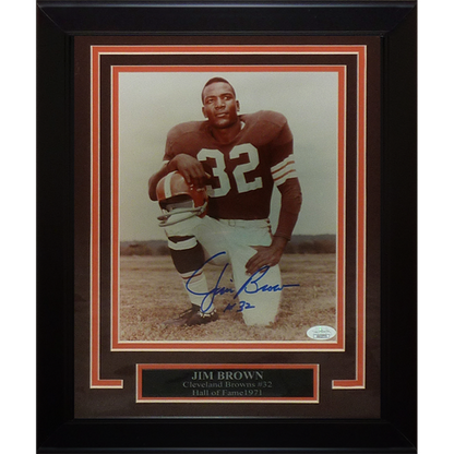 Jim Brown Autographed Cleveland Browns Deluxe Framed 8x10 Photo - JSA