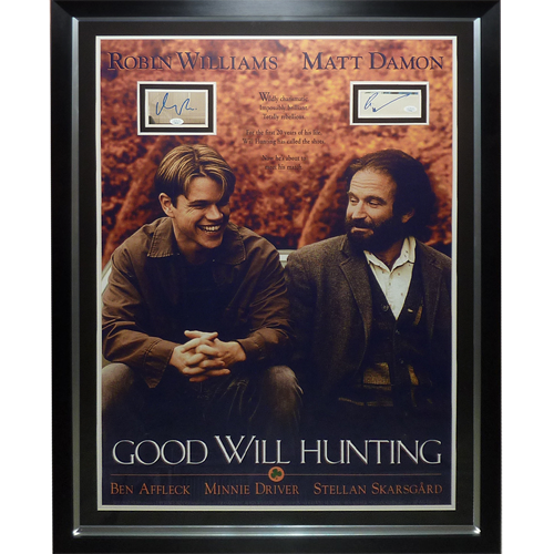 Good Will Hunting Full-Size Movie Poster Deluxe Framed with Matt Damon and Robin Williams Autographs - JSA