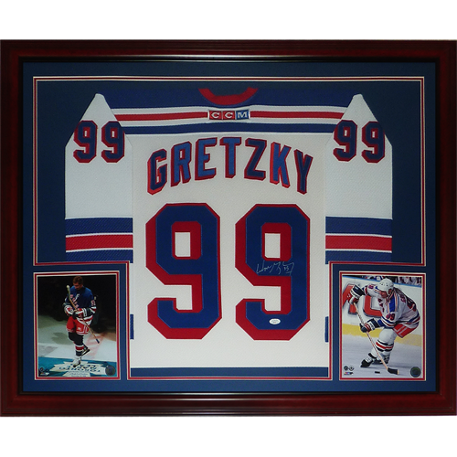 Wayne Gretzky Autographed New York Rangers (CCM White #99) Deluxe Framed Jersey - JSA Letter