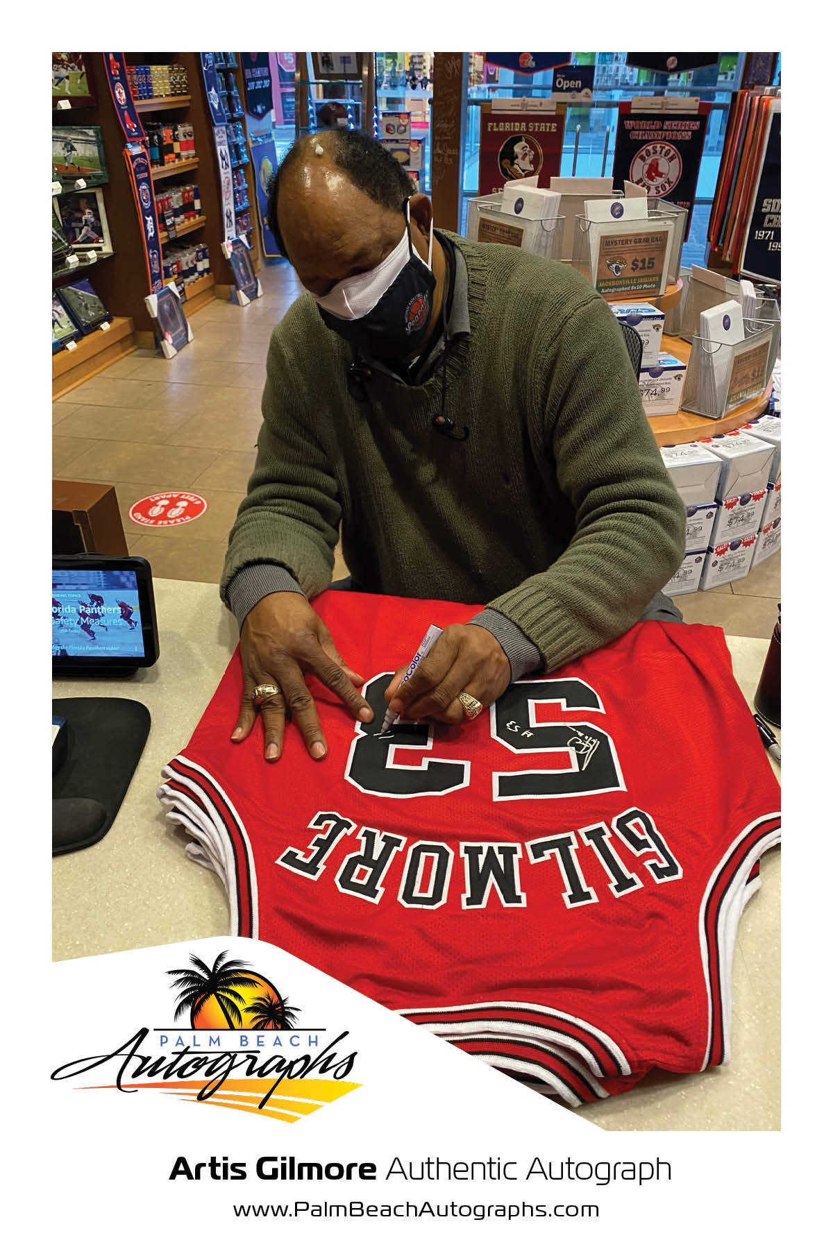 Artis Gilmore Autographed Chicago (Red #53) Custom Jersey w/ HOF 11 - JSA