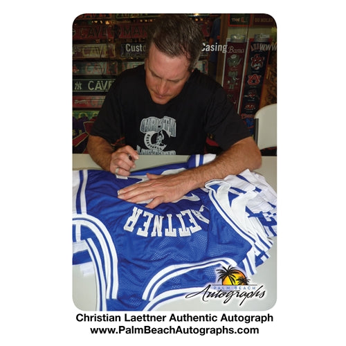 Christian Laettner Autographed Duke Blue Devils (Blue #32) Custom Jersey w/ "1991 & 1992 NCAA Champs"