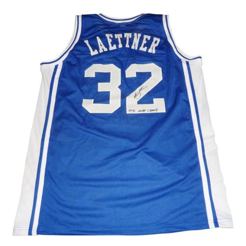 Christian Laettner Autographed Duke Blue Devils (Blue #32) Custom Jersey w/ "1991 & 1992 NCAA Champs"