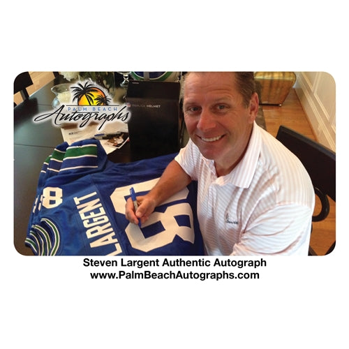 Steve Largent Autographed Seattle Seahawks (Blue #80) Deluxe Framed Jersey w/ "HOF 95"