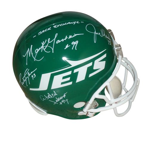New York Sack Exchange (Mark Gastineau, Joe Klecko, Marty Lyons, Abdul Salaam) Autographed New York Jets (Throwback) Deluxe Full-Size Replica Helmet