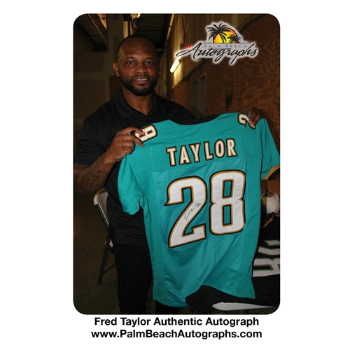 Fred Taylor Autographed Jacksonville Jaguars (Teal #28) Deluxe Framed Jersey