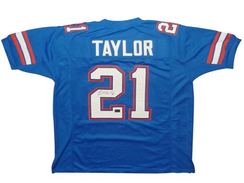 Fred Taylor Autographed Florida Gators (Blue #21) Custom Jersey