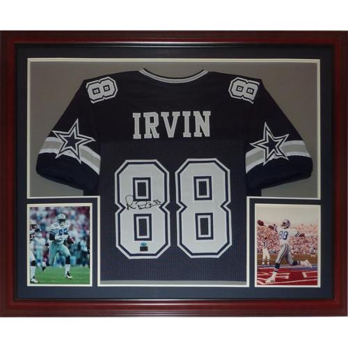 Michael Irvin Autographed Dallas Cowboys (Blue #88) Deluxe Framed Jersey - Irvin Holo