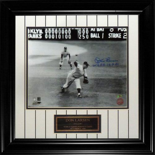 Don Larsen Autographed New York Yankees (WS Perfect Game) Deluxe Framed 11x14 Photo w/ " WS PG 10-8-56"