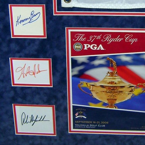 Ryder Cup 2008 USA Team Signed Deluxe Framed Piece with Flag, Program, Photo - Azinger and 12 Team Member Signatures