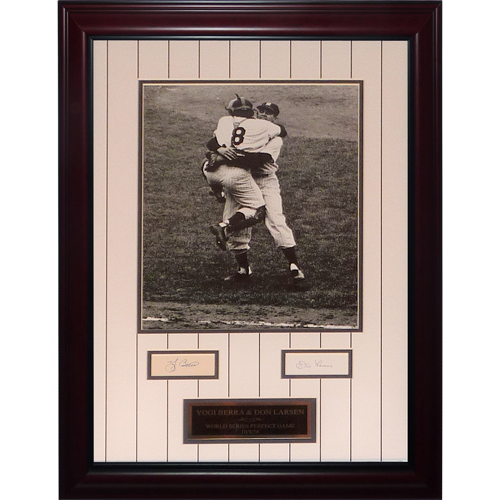 Yogi Berra And Don Larsen Autographed New York Yankees (WS Perfect Game) Deluxe Framed 8x10 Photo w/ 