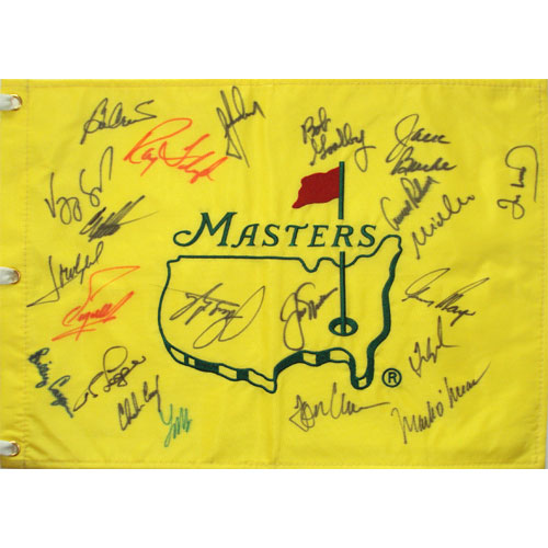 Masters Golf Pin Flag Autographed by 22 Former Champions #11