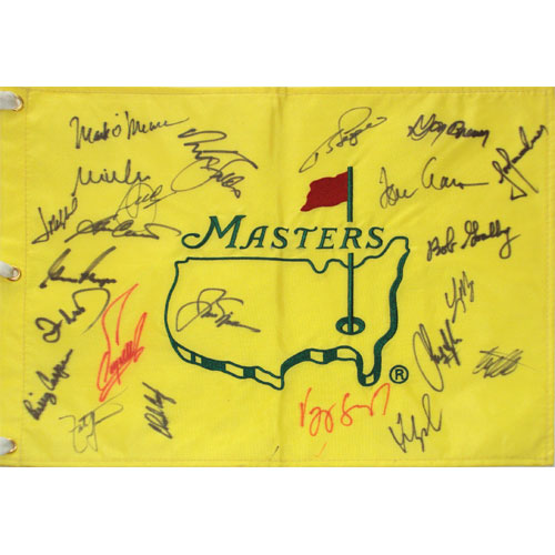 Masters Golf Pin Flag Autographed by 23 Former Champions #17