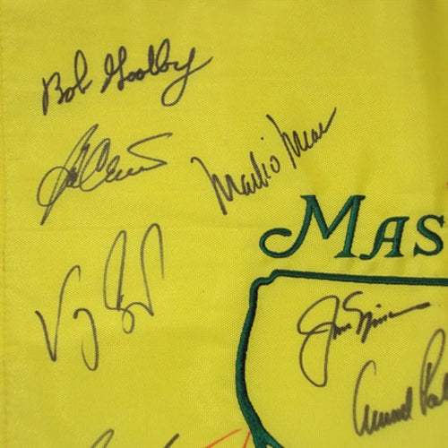 Masters Golf Pin Flag Autographed by 15 Former Champions #18