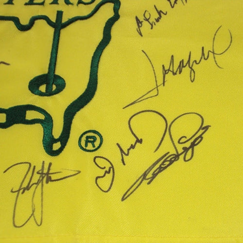 Masters Golf Pin Flag Autographed by 15 Former Champions #18