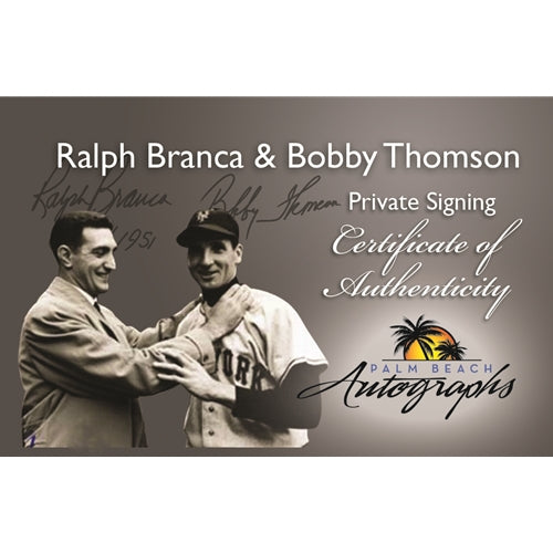 Ralph Branca And Bobby Thomson Dual Autographed "Shot" (Horizontal Dotted Line) 8x10 Photo