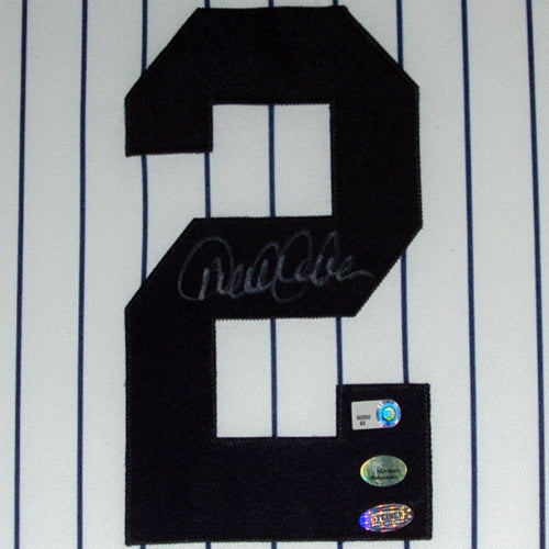 Derek Jeter Autographed New York Yankees (Pinstripe #2 2009 World Series Patches) Deluxe Framed Jersey - Steiner