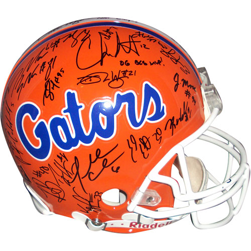 2006 Florida Gators National Championship Team and Urban Meyer Autographed Florida Gators Pro Line Helmet - 44 Signatures