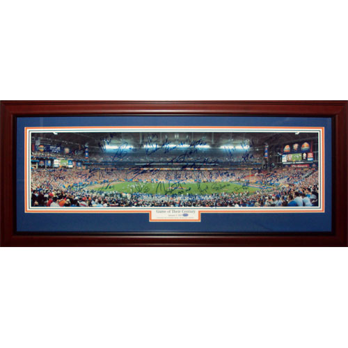 2006 Florida Gators Team and Urban Meyer Autographed Florida Gators (2007 BCS Championship) Deluxe Framed Panoramic Photo - 44 Signatures