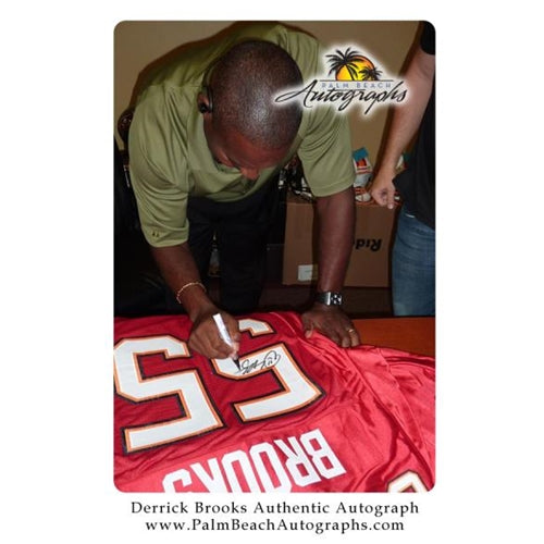 Derrick Brooks Autographed Tampa Bay Buccaneers (Red #55) Custom Stitched Jersey - Brooks Holo