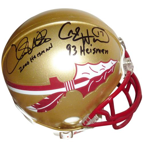 Charlie Ward and Chris Weinke Autographed FSU Florida State Seminoles Mini Helmet w/ "93 Heisman" , "2000 Heisman"