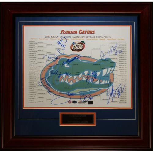 2006-07 Florida Gators Team Autographed Final Four (Bracket) Deluxe Framed 16x20 Photo