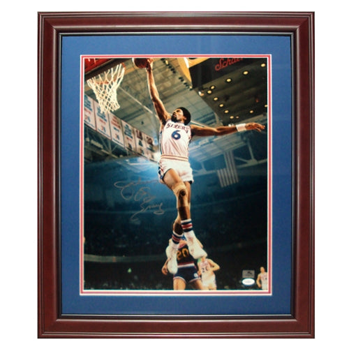 Julius "Dr. J" Erving Autographed Philadelphia 76ers Deluxe Framed 16x20 Photo