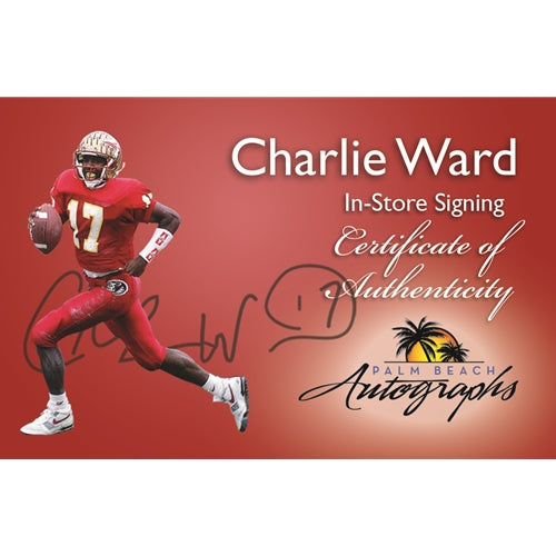 Charlie Ward Autographed Florida State FSU Seminoles (White Jersey) 8x10 Photo w/ "93 Heisman"