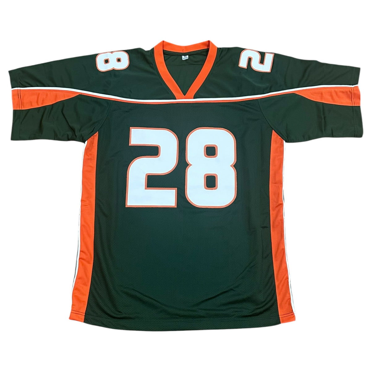 Clinton Portis Autographed Miami Hurricanes (Green #28) Custom Jersey - JSA
