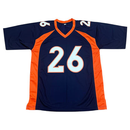 Clinton Portis Autographed Denver (Navy #26) Custom Stitched Jersey - JSA