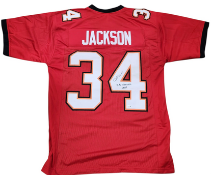 Dexter Jackson Autographed Tampa Bay (Red #34) Custom Jersey w/ SB XXXVII MVP - JSA