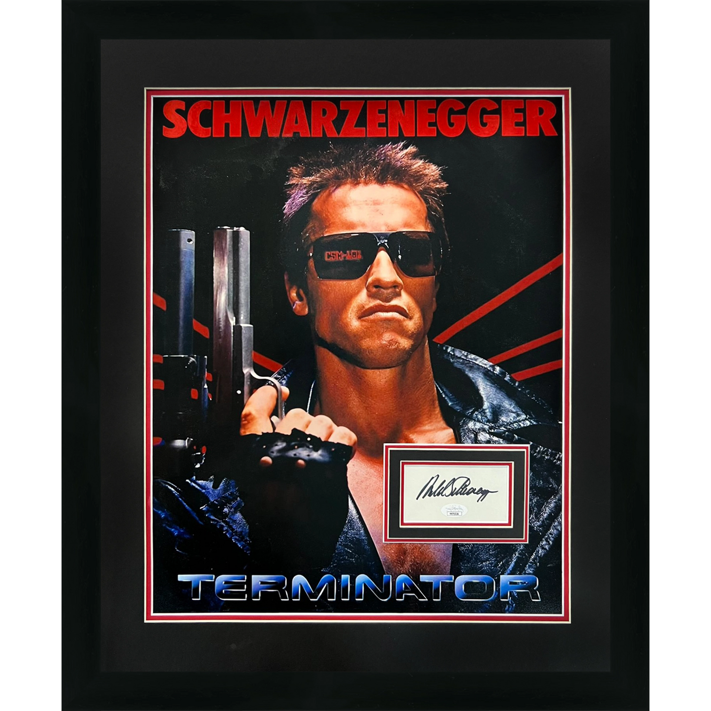 Arnold Schwarzenegger Autographed Terminator Deluxe Framed 16x20 Movie Poster Piece JSA