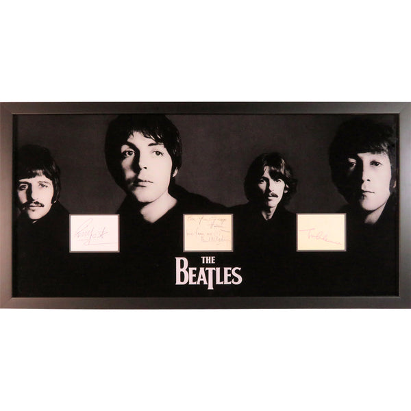 The Beatles Band Autographed Cut Music Display 15 by 30