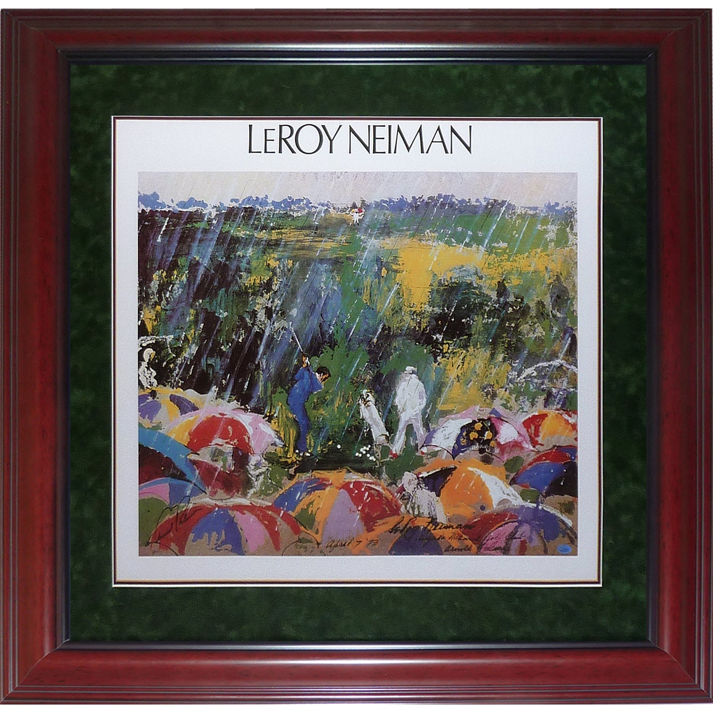Arnold Palmer Autographed Leroy Neiman "Arnie In The Rain" Deluxe Framed Artwork Print