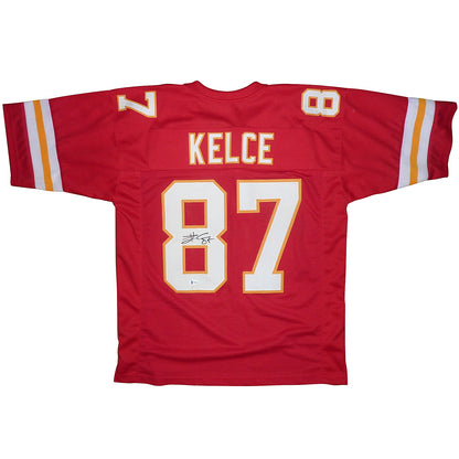 Travis Kelce Autographed Kansas City (Red #87) Custom Jersey - Beckett