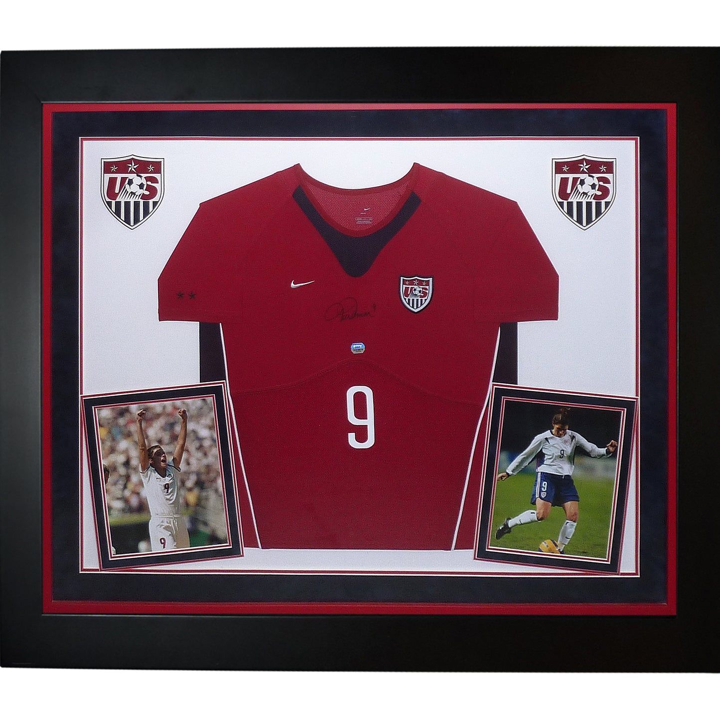Mia Hamm Autographed USA Soccer (Red #9) Deluxe Framed Nike Jersey - Fanatics
