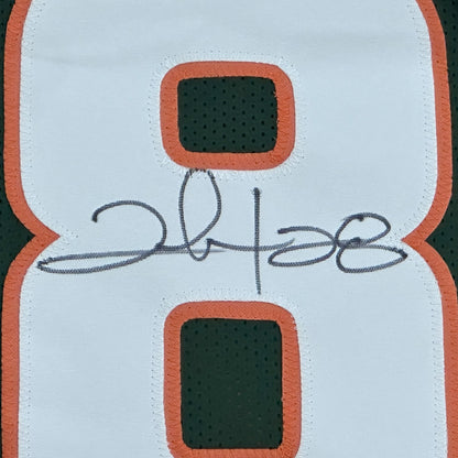 Clinton Portis Autographed Miami Hurricanes (Green #28) Custom Jersey - JSA