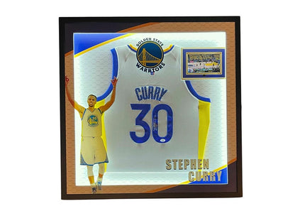 Stephen Curry Autographed Framed Deluxe Golden State Warriors Jersey - JSA