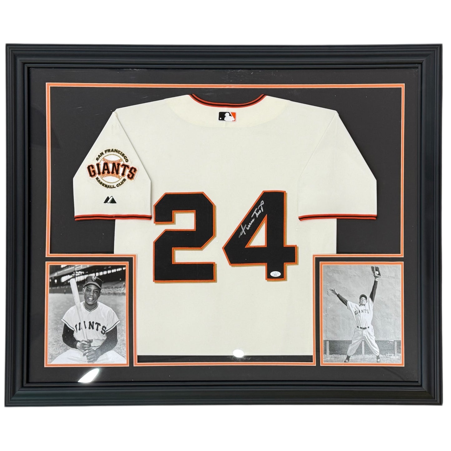 Willie Mays Autographed San Francisco Giants (White #24) Deluxe Framed Jersey - JSA Letter