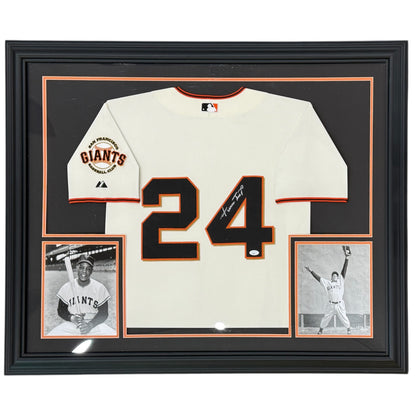 Willie Mays Autographed San Francisco Giants (White #24) Deluxe Framed Jersey - JSA Letter