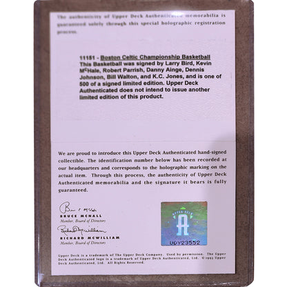 Boston Celtics 1985-86 Team Autographed NBA Spalding Basketball - Upper Deck