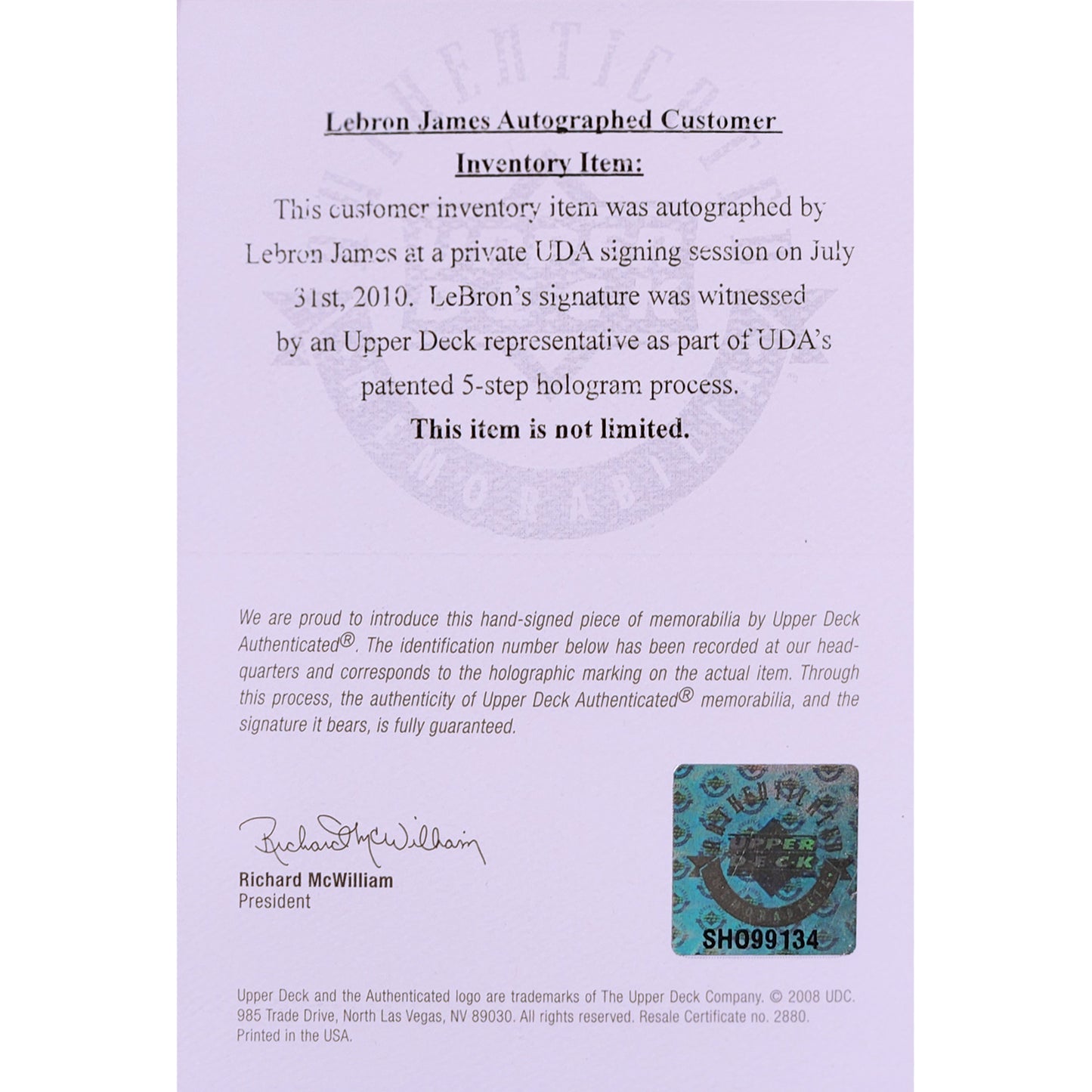 LeBron James Autographed Official NBA Basketball - UDA Upper Deck