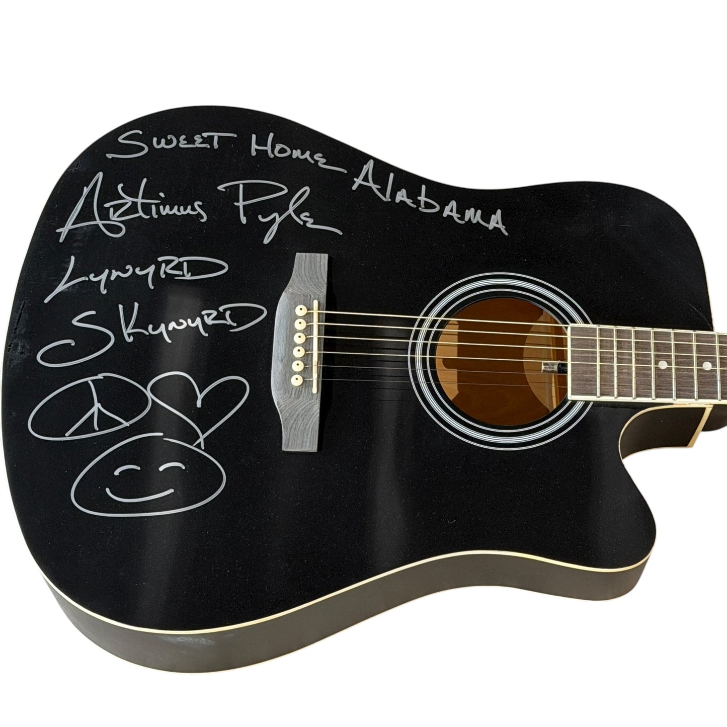 Artimus Pyle Acoustic Black Guitar with Signature - JSA