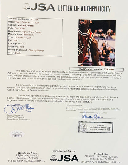Michael Jordan Autographed Chicago Bulls Deluxe Framed 28x42 Original Poster - JSA