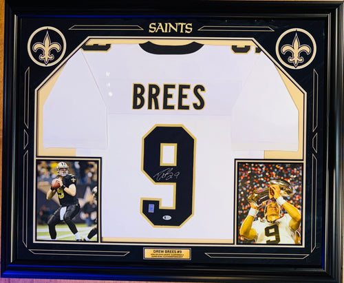 Drew Brees Autographed New Orleans Saints Deluxe Framed Jersey - Beckett