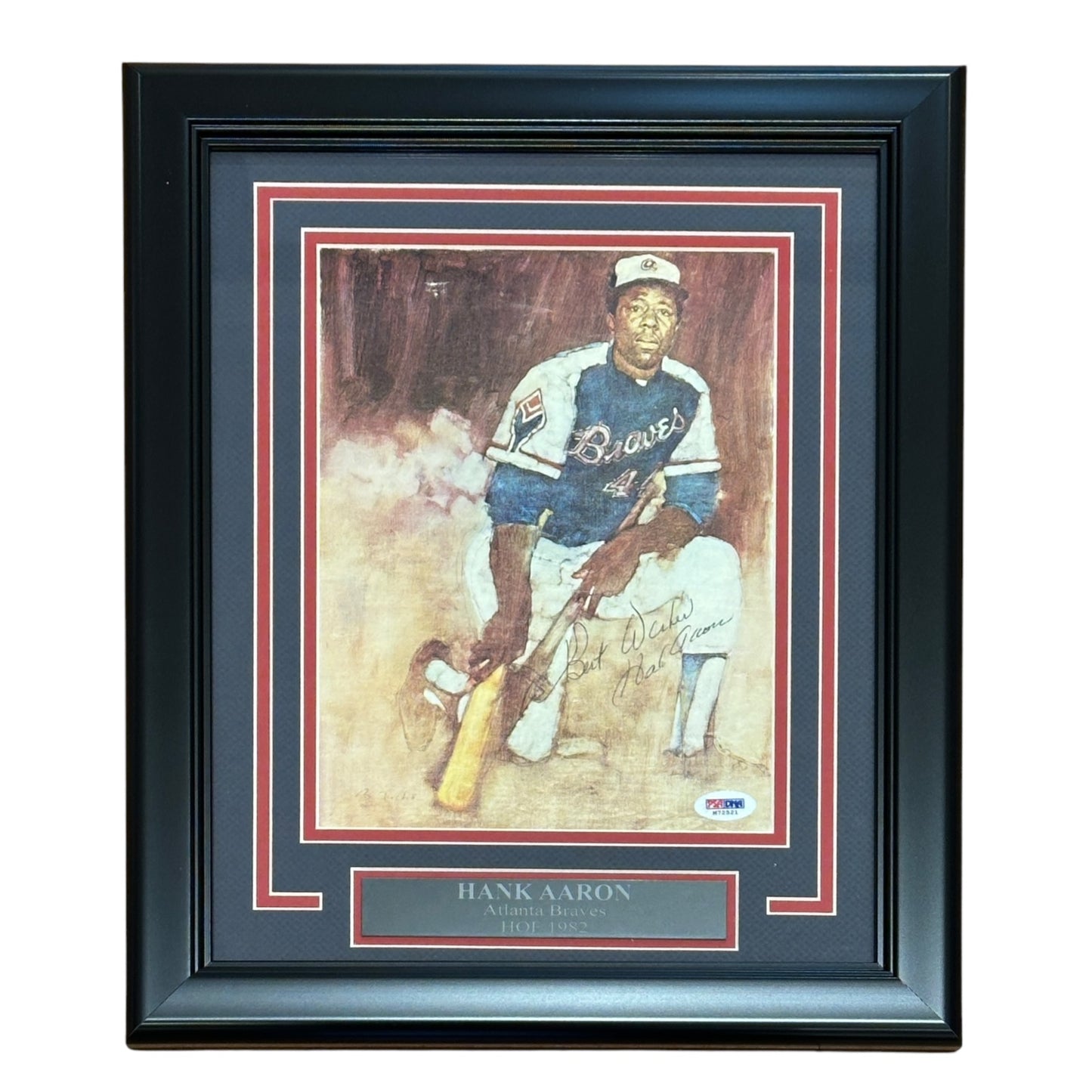Hank Aaron Autographed Atlanta Braves Deluxe Framed 8x10 Photo - JSA