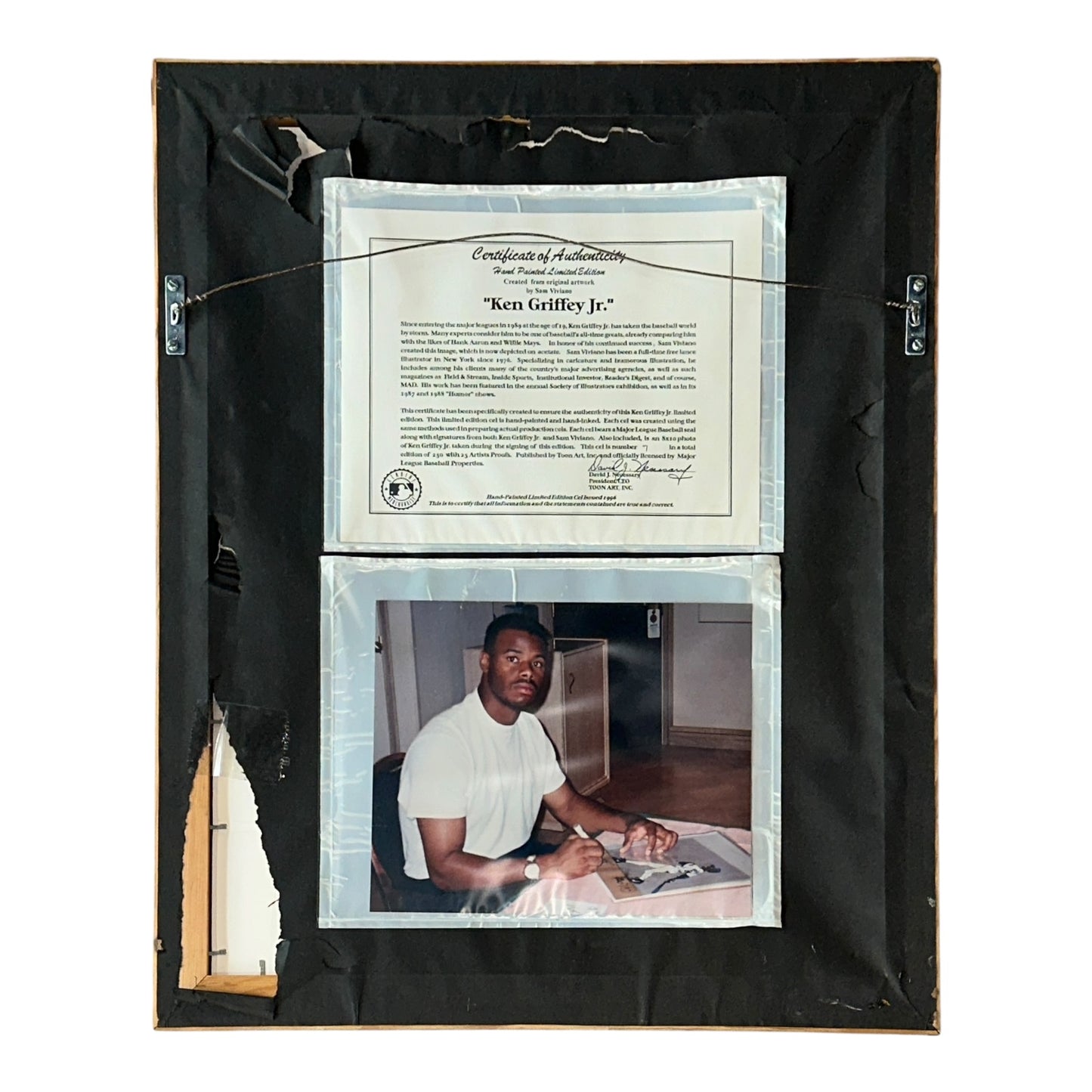 Ken Griffey Jr. Autographed Framed 20x25 Cello Picture (JSA)