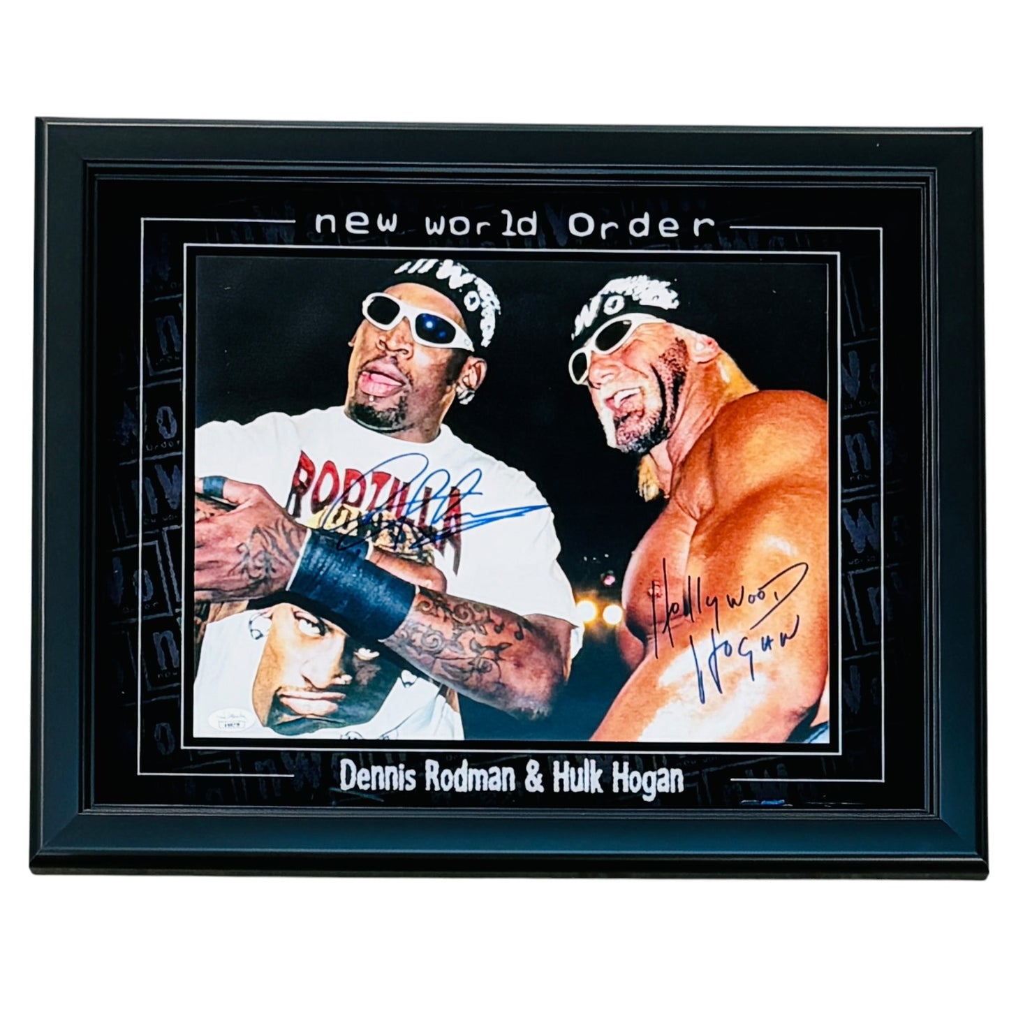 Hulk Hogan & Dennis Rodman Autographed Deluxe Framed NWO Wrestling 11x14 Horizontal Photo - JSA