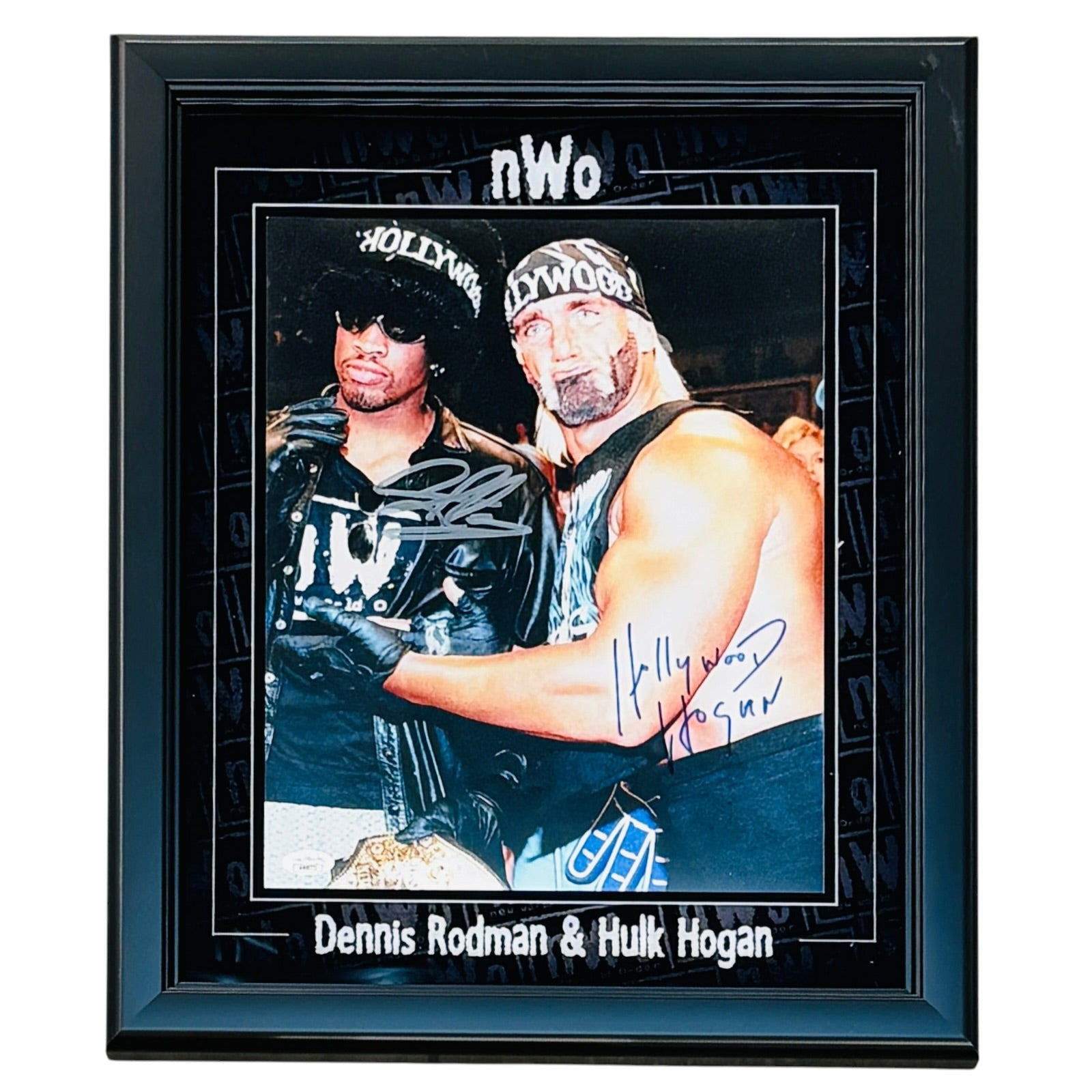 Hulk Hogan & Dennis Rodman Autographed Deluxe Framed NWO Wrestling 11x14 Vertical Photo - JSA